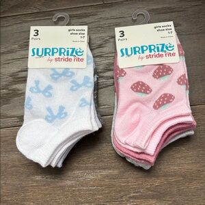 Stride rite Surprise 2 3pks ankle,pattern,hearts,bows,strawberry,solids